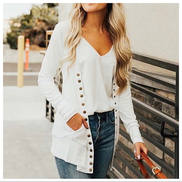 LongLine Off White Best Selling Sweater Cardigan - Picture 2 of 4